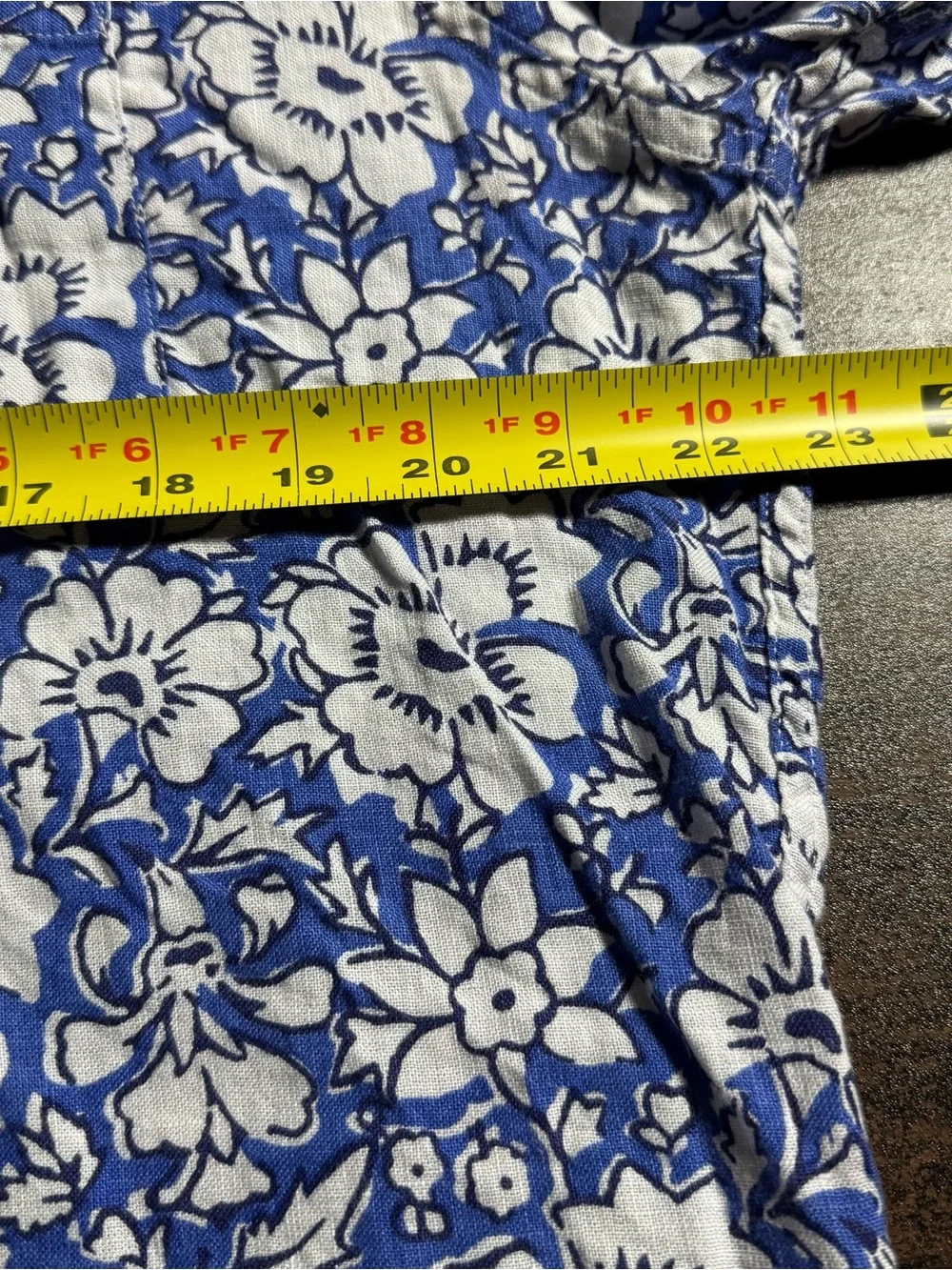 J.CrewSlim Linen Blend Button Down Camp Shirt Blue White Floral Short Sleeve